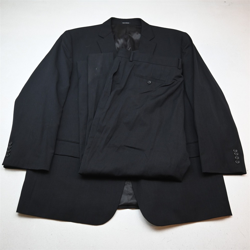 Pronto Uomo 52L 44x32 Charcoal Gray 100% Wool Mens Jacket Pants Suit
